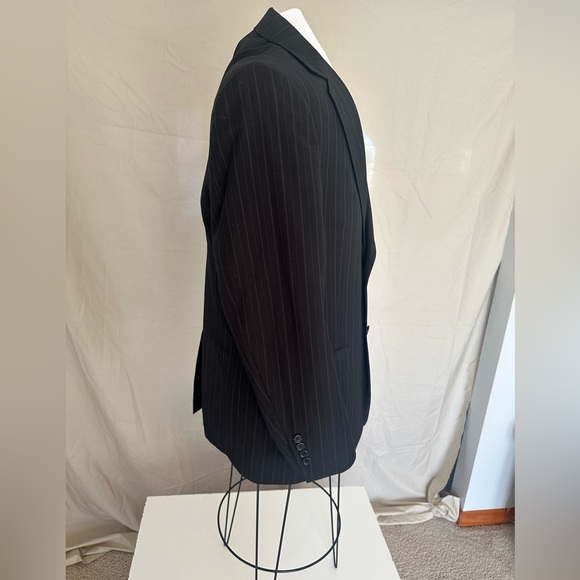 Pinstripe Palm Beach men’s suit jacket blazer 39 regular Delberts clothing black - Picture 5 of 15